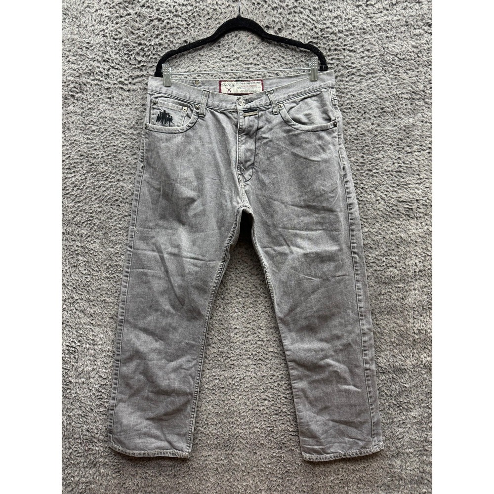 Y2k Artful Dodger Death Dance Denim Jeans Medium Wash Gray Mens Size 36
